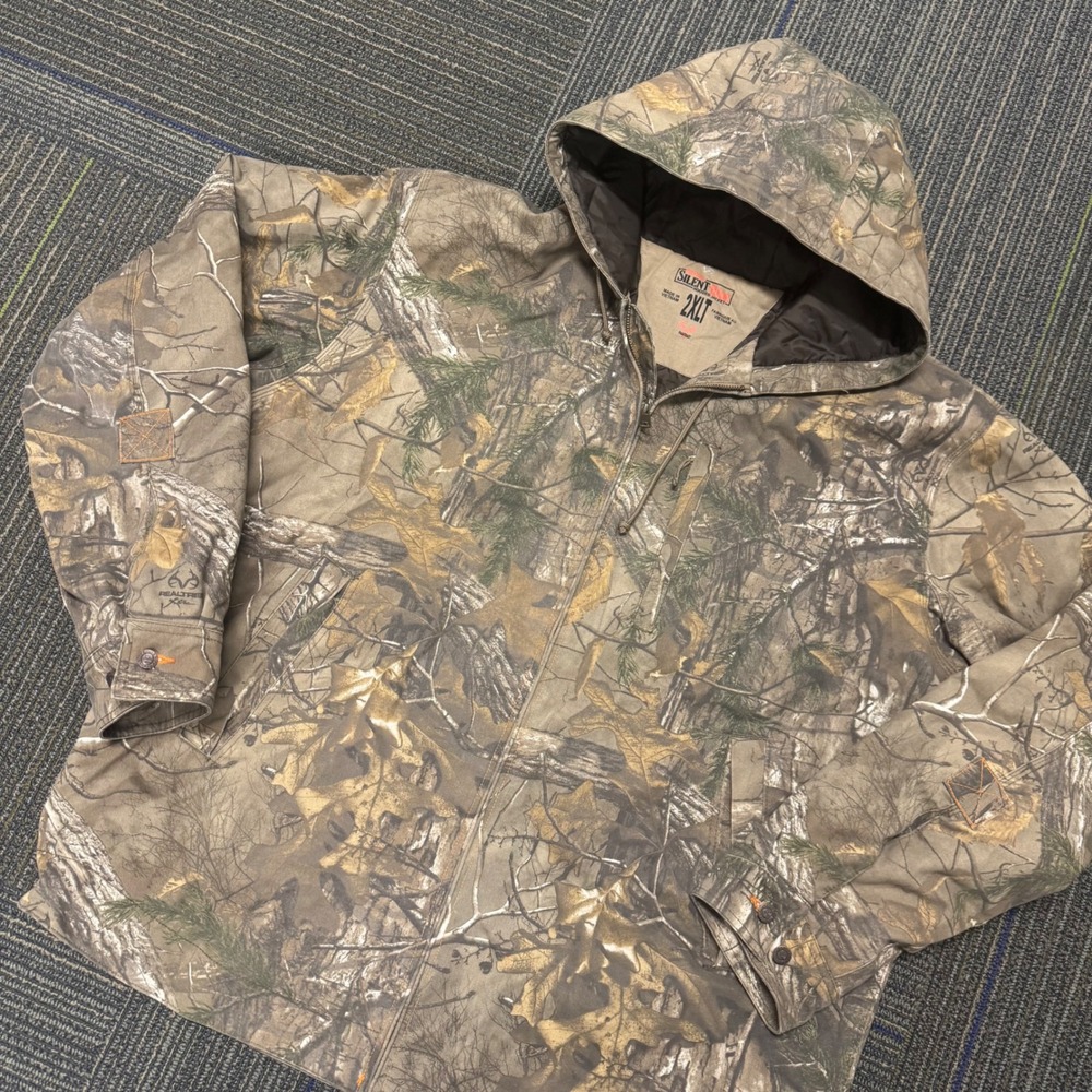 RedHead Silent-Hide Jacket Mens 2XLT Camo EUC Realtree XtraHooded Zip BPOM120